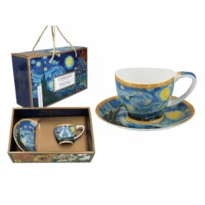 Filiżanka Carmani Vanessa 100ml espresso ze spodkiem - V. van Gogh, Gwiaździsta noc